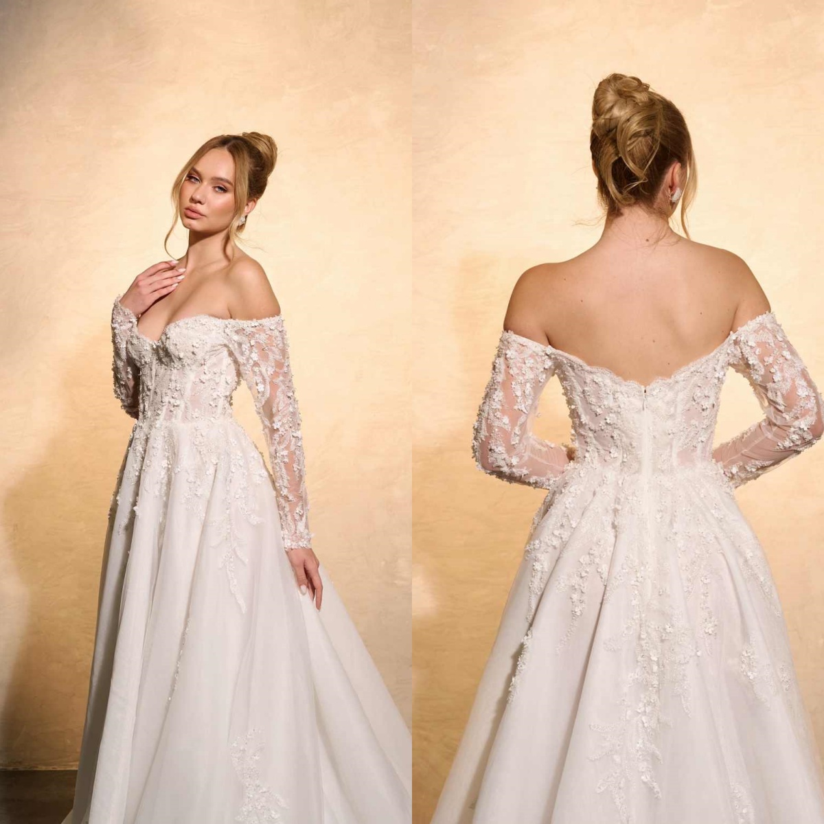 Embroidery Online Designs - فستان زفاف أنيق على شكل حرف