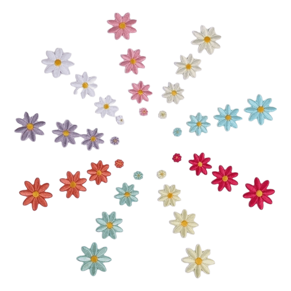 Embroidery Daisy Flower - 36 قطعة من رقع الزهور ذات