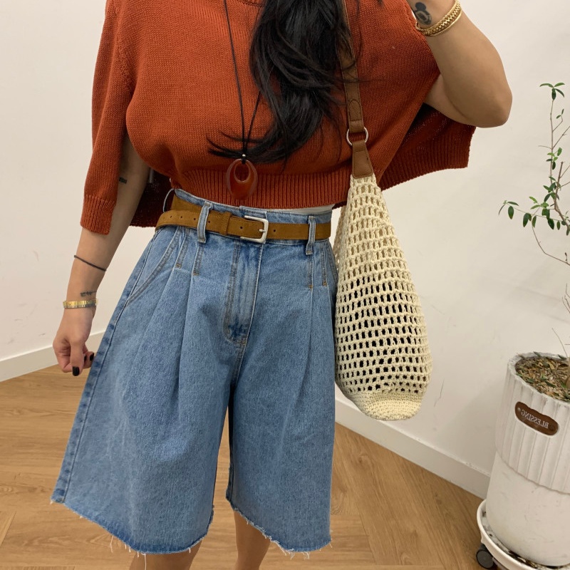 بنطلون جينز نسائي قصير مطوي وف - مراجعة Embroidery Jeans وسعره