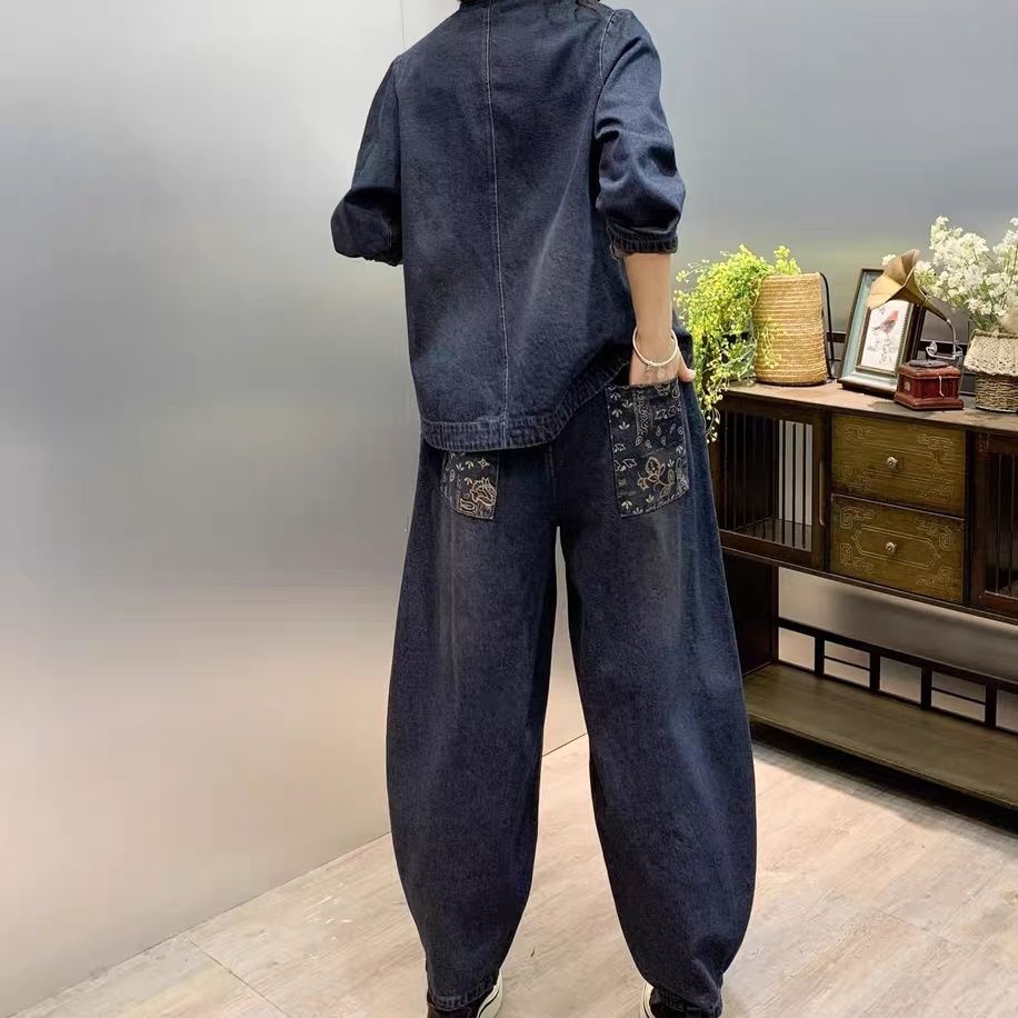 خمر زر فضفاض مطرز زهرة الدنيم  - مراجعة Embroidery Jeans وسعره