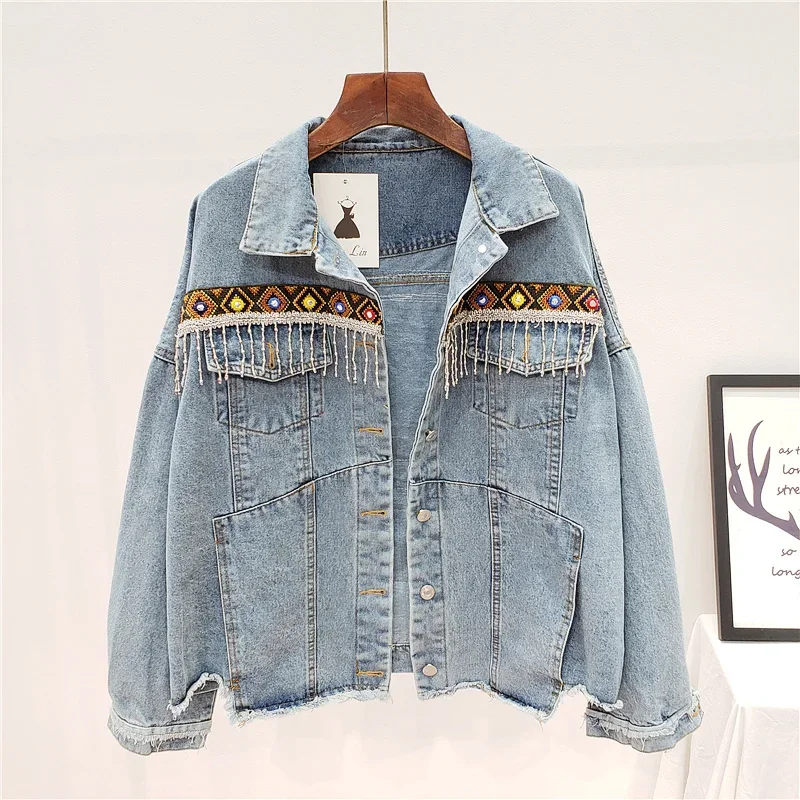 التطريز شرابة الدنيم سترة معطف - مراجعة Embroidery Jeans وسعره