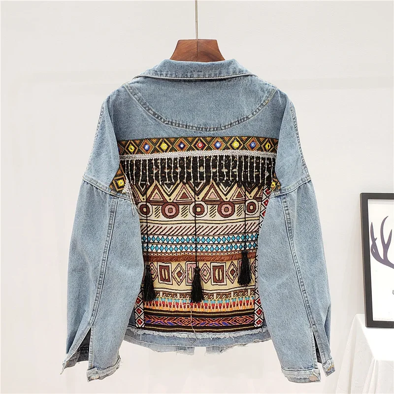 التطريز شرابة الدنيم سترة معطف - مراجعة Embroidery Jeans وسعره