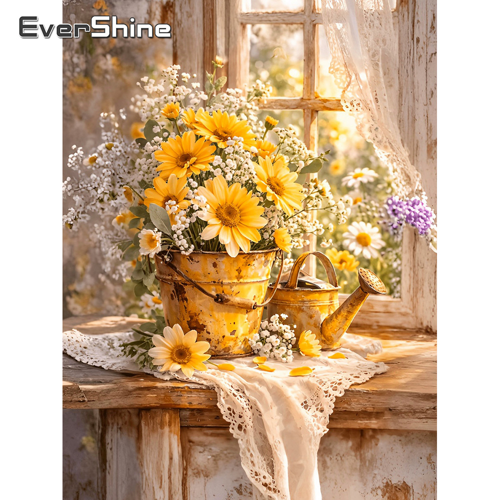 لوحة تطريز ماسية من إيفرشاين ب - مراجعة Embroidery Daisy Flower وسعره