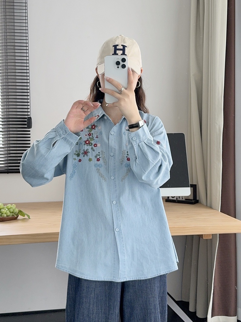 بلوزة جينز نسائية بأكمام طويلة - مراجعة Embroidery Jeans وسعره
