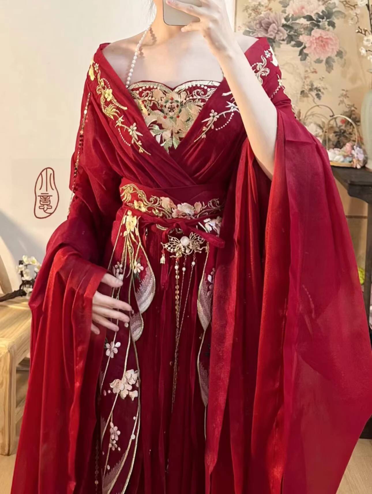 2025 حار Guofeng آلهة الزهور ا - مراجعة Embroidery Red وسعره
