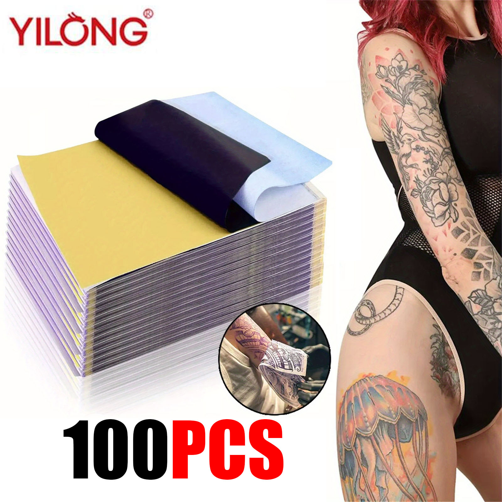 100 قطعة من أوراق نقل الوشم ال - مراجعة Transfer Paper Carbon وسعره