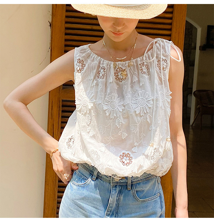 بلوزة نسائية بتصميم فرنسي بوهي - مراجعة Embroidery Eyelet وسعره